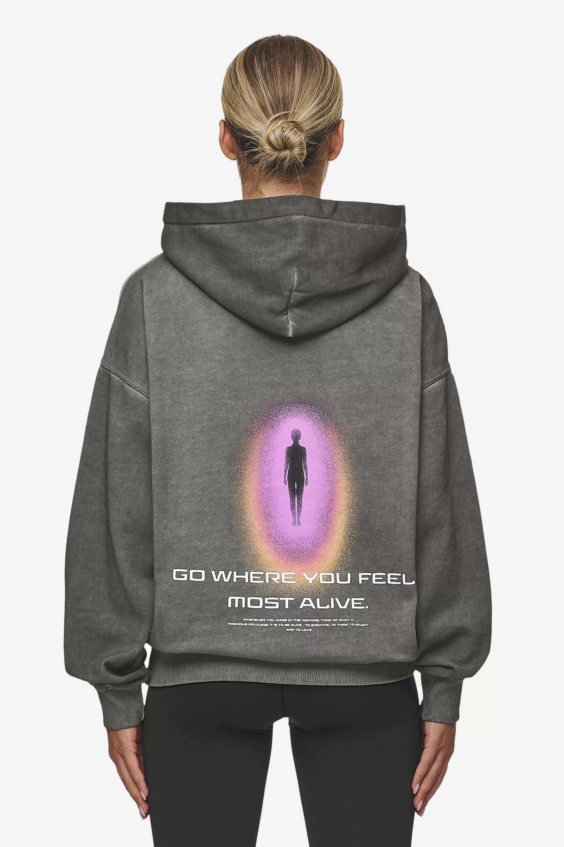 Lui Sprayed Oversized Hoodie Oil Dyed Deep Grey-Pegador Cheap