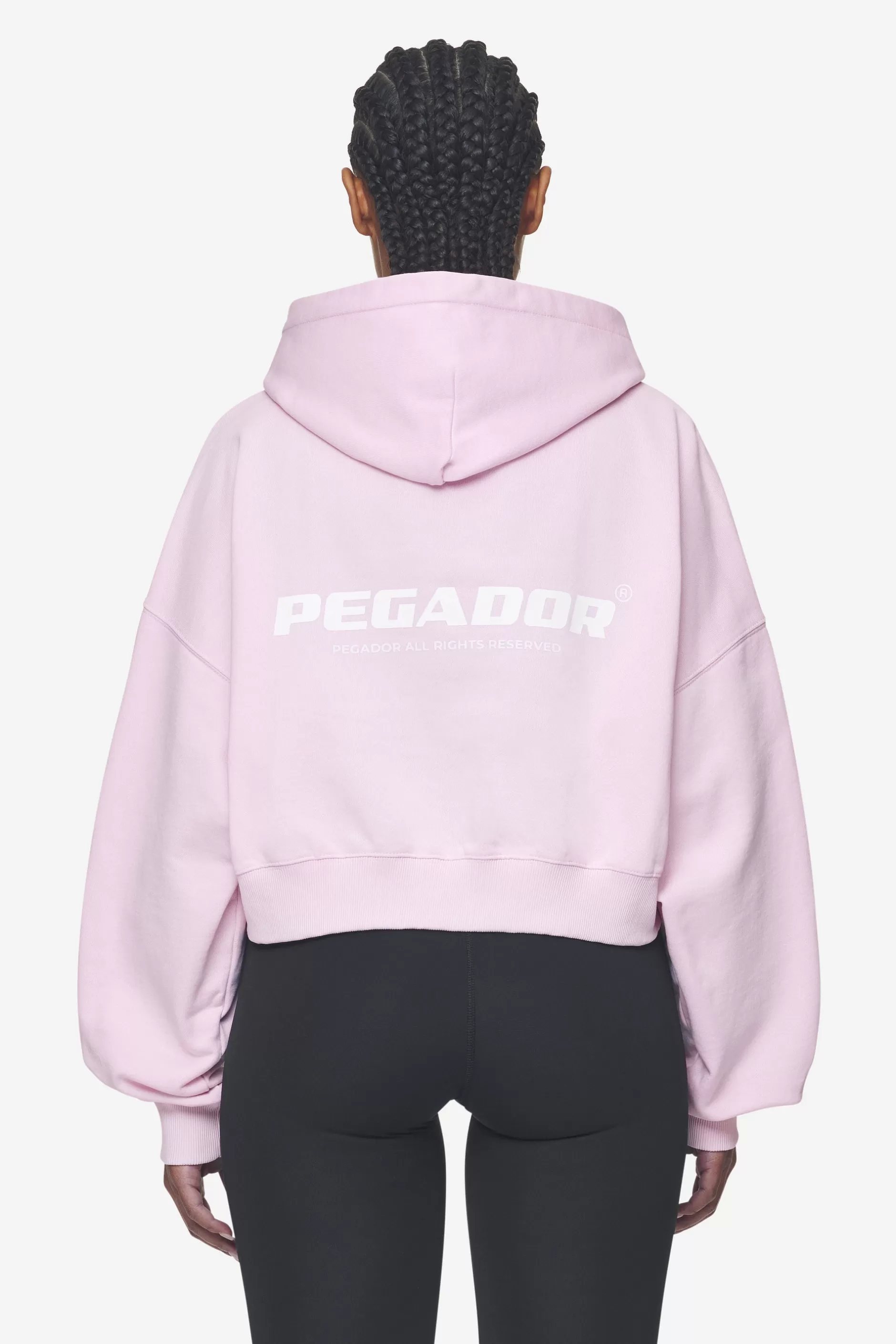 Luna Logo Oversized Cropped Hoodie Washed Bubblegum White-Pegador Sale