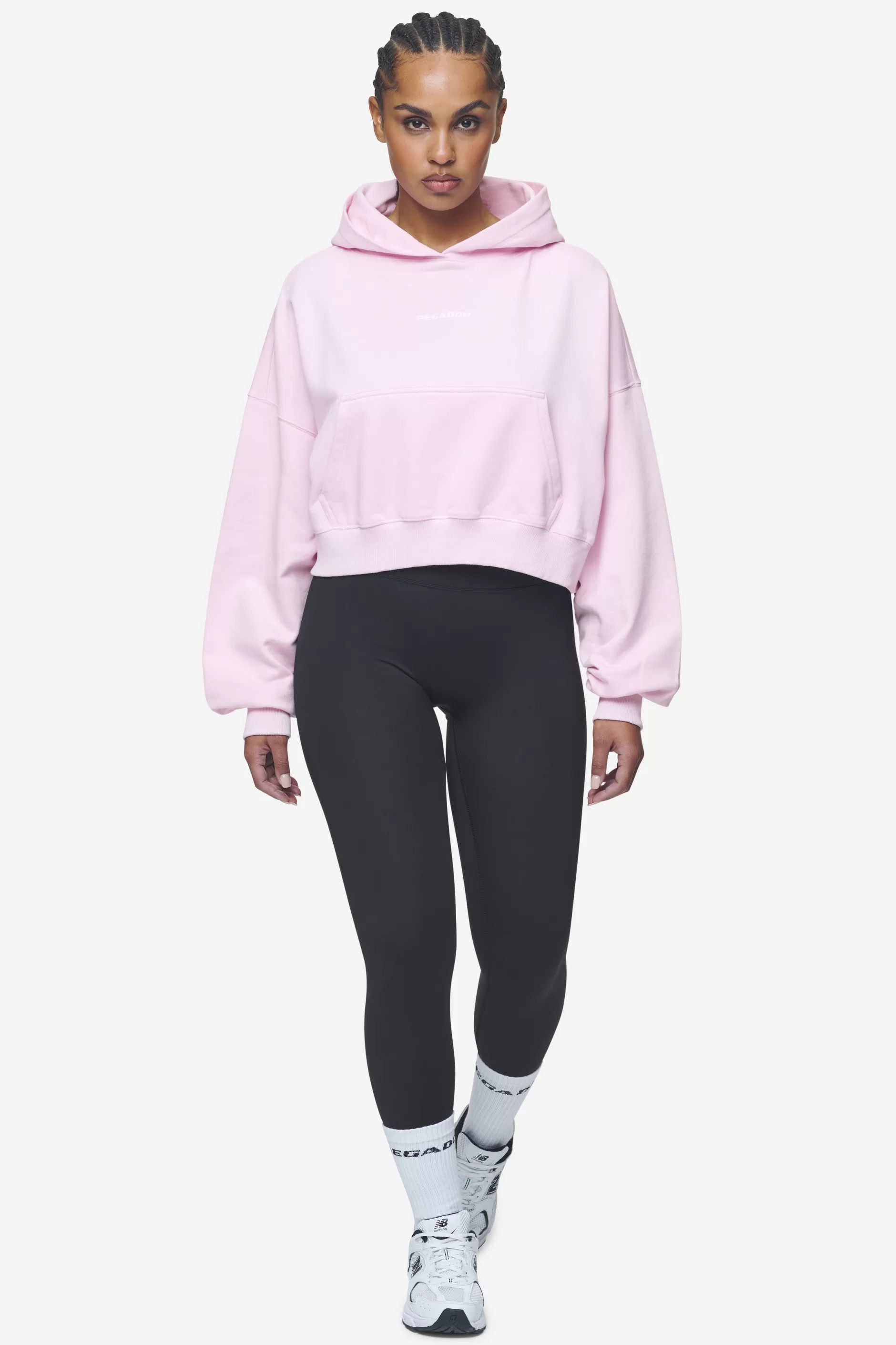 Luna Logo Oversized Cropped Hoodie Washed Bubblegum White-Pegador Sale
