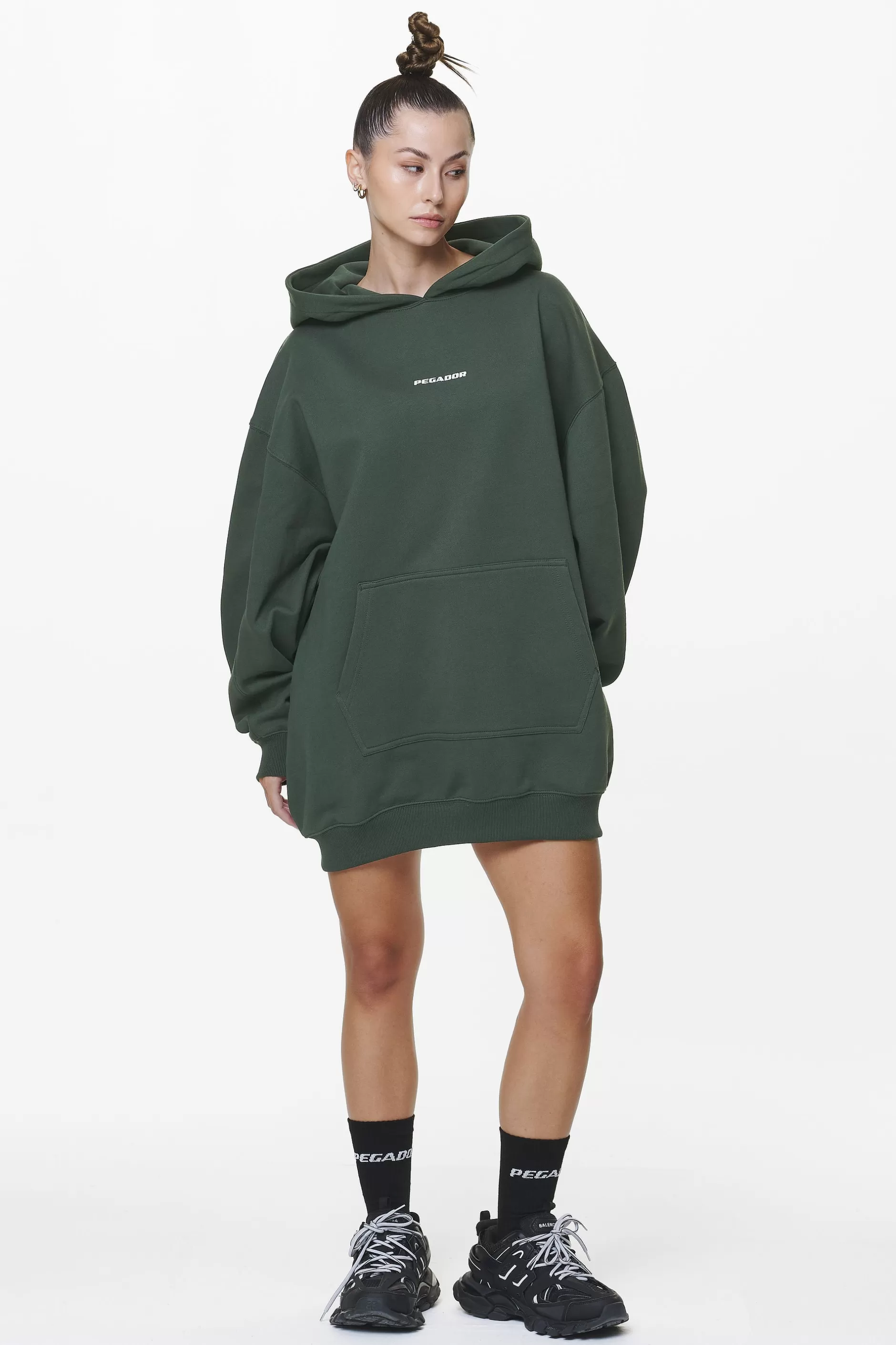 Malm Logo Oversized Hoodie Dress Washed Sage Green-Pegador Sale