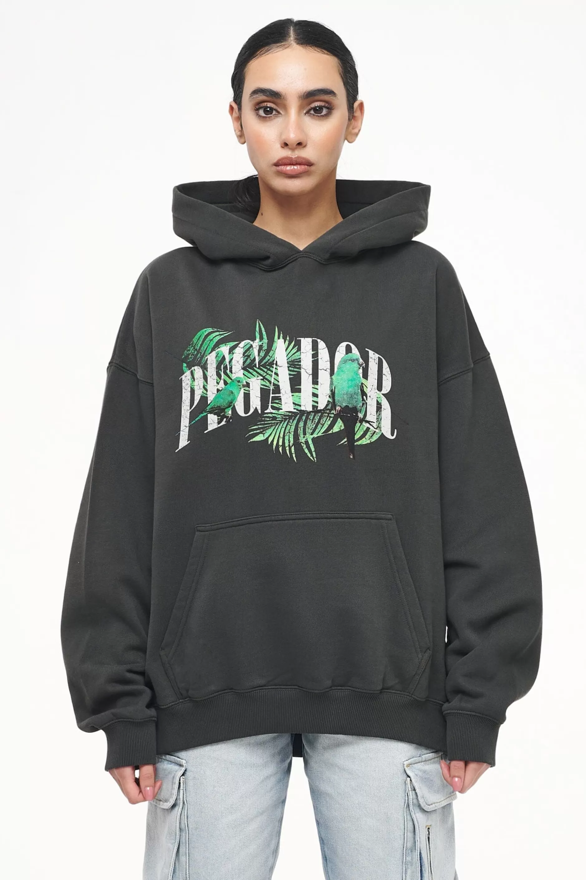 Palm Oversized Hoodie Vintage Washed Iron Grey-Pegador Cheap